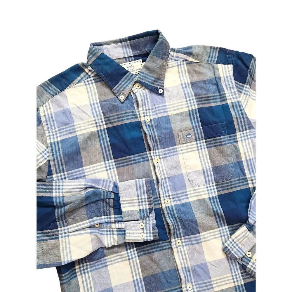 Southern Tide plaid chest pocket button up mens Med shirt. Skipjack Logo cotton